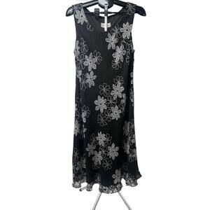 Studio I‎ Black Floral Pattern Vintage Y2K Sleeveless Dress Size 16
